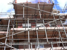 Scaffolding on commercial construction work